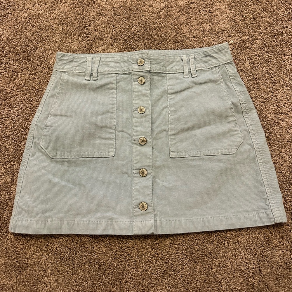 American Eagle Outfitters Button-Down Mini Skirt in Soft Blue